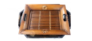 Поднос деревянный, плетеный